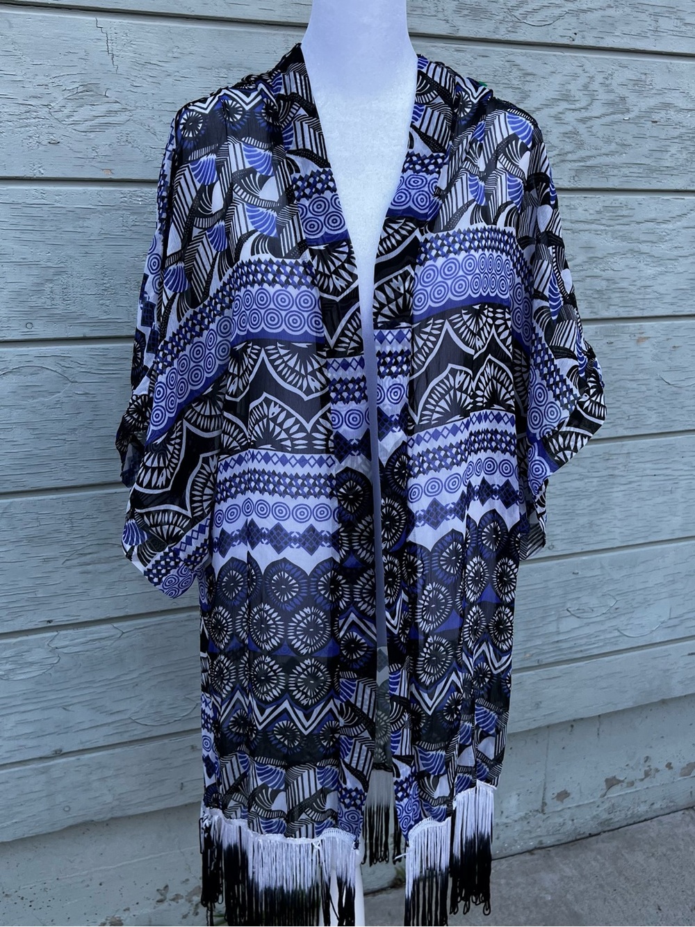 Steve Madden Black and Purple Printed Kimono